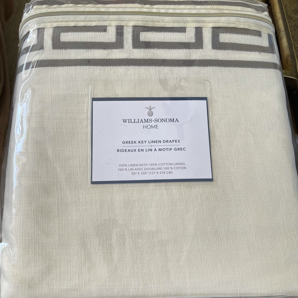 Stunning, brand new, never removed from packaging Williams Sonoma Drapes.